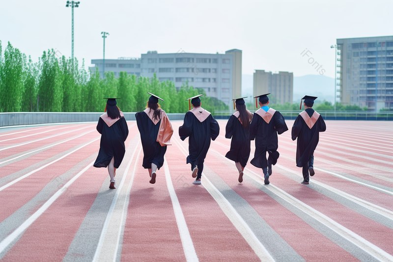 毕业大学生奔跑在学校校园跑道上的背影摄影图,高清,摄影图,摄影图片,图片大全,摄影图免费下载